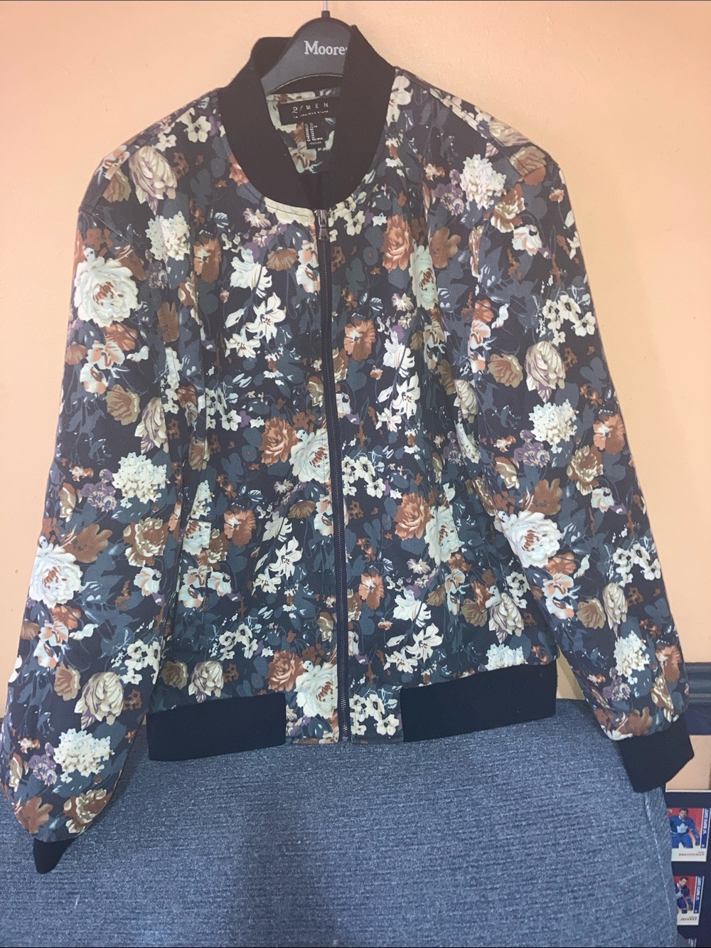 21men Floral Quilted Bomber Jacket - Black/Multi